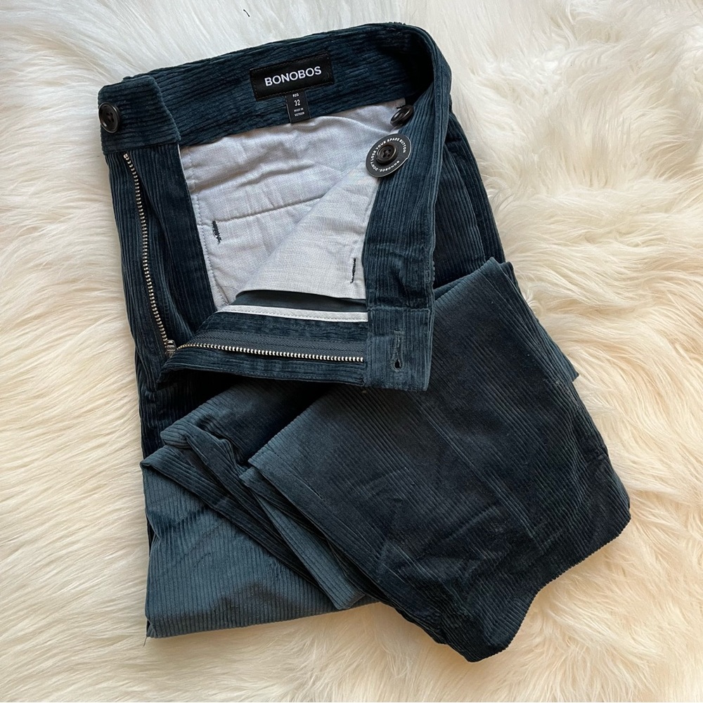 New Bonobos Pleated Stretch Corduroy Trousers Men’s Pants Cords 32 Reg Regular